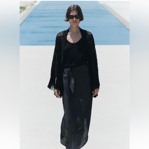 ZARA FRINGED OPEN KNIT CARDIGAN - Picture 5 of 15